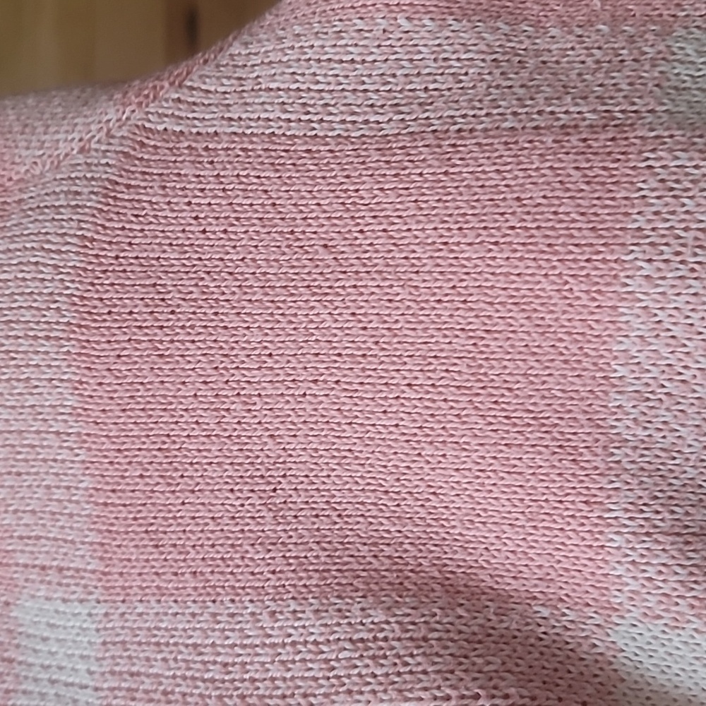 Pink and white mock neck sweater ribbed flare sleeves no tags see measurements - Picture 14 of 14
